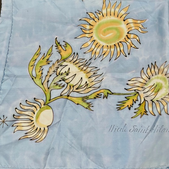 French Silk Scarf - light blue - “Saint-Hilaire” - Picture 1 of 2